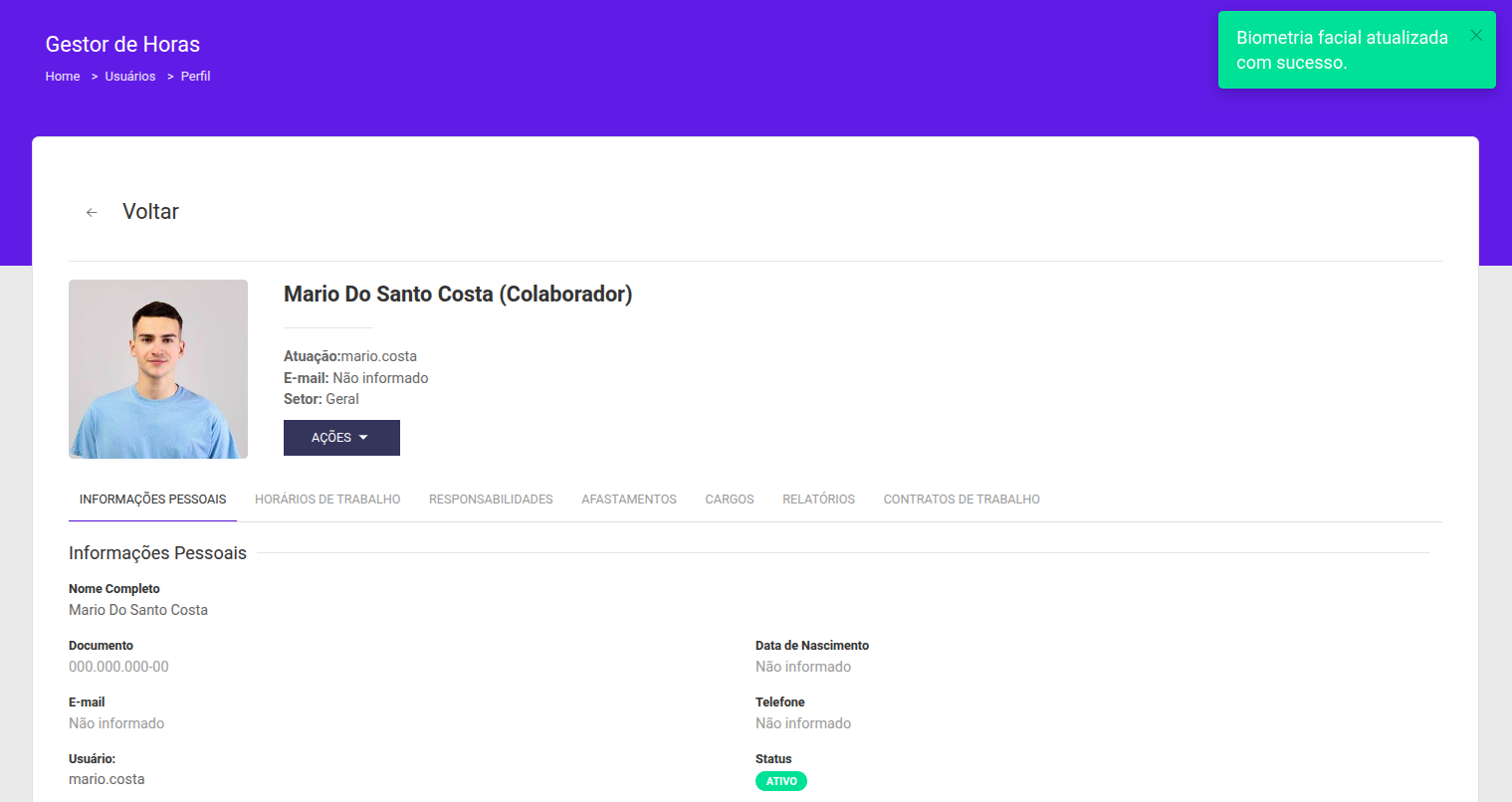 Editar foto de perfil do usuário, aplicada